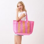 Wholesale nautical Stripe Tote Bag Snap Closure Lined Body Open Pocket L T D Pol