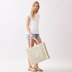 Wholesale boho Geometric Elephant Print Tote Bag Fringe Detail Full Zip Closure