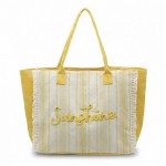 Wholesale sunshine Stripe Tote Bag Fringe Detail Snap Closure Lined Body Open P