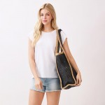 Wholesale two Woven Straw Tote Bag Tassel Snap Closure Lined Body Open Pocket W