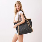 Wholesale two Woven Straw Tote Bag Tassel Snap Closure Lined Body Open Pocket W