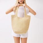 Wholesale round Bottom Woven Straw Tote Bag Snap Closure Lined Body Open Pocket