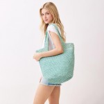 Wholesale round Bottom Woven Straw Tote Bag Snap Closure Lined Body Open Pocket