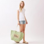 Wholesale shoulder Bucket Canvas Tote Bag Burlap Patch Detail Snap Closure Line