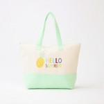 Wholesale hello Summer Pineapple Print Terry Cloth Tote Bag Full Zip Closure Li