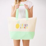 Wholesale hello Summer Pineapple Print Terry Cloth Tote Bag Full Zip Closure Li