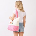 Wholesale vacay Mode Print Terry Cloth Tote Bag Full Zip Closure Lined Body Ope