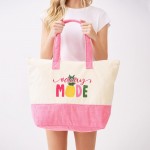 Wholesale vacay Mode Print Terry Cloth Tote Bag Full Zip Closure Lined Body Ope