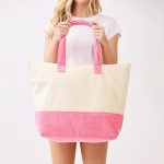 Wholesale vacay Mode Print Terry Cloth Tote Bag Full Zip Closure Lined Body Ope