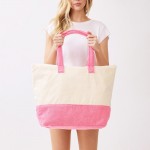 Wholesale hello Summer Flamingo Terry Cloth Tote Bag Full Zip Closure Lined Bod