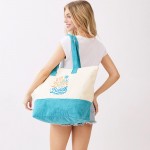 Wholesale life Better At Beach Print Terry Cloth Tote Bag Full Zip Closure Line