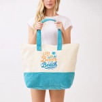 Wholesale life Better At Beach Print Terry Cloth Tote Bag Full Zip Closure Line