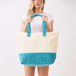 Wholesale life Better At Beach Print Terry Cloth Tote Bag Full Zip Closure Line