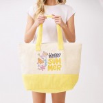 Wholesale hello Summer Terry Cloth Tote Bag Full Zip Closure Lined Body Open Po