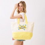 Wholesale hello Summer Terry Cloth Tote Bag Full Zip Closure Lined Body Open Po