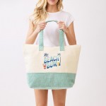 Wholesale beach Bum Terry Cloth Tote Bag Full Zip Closure Lined Body Open Pocke