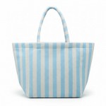Wholesale striped Terry Cloth Tote Bag Full Zip Closure Lined Body Open Pocket L