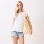 Wholesale striped Terry Cloth Tote Bag Full Zip Closure Lined Body Open Pocket L