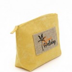 Wholesale canvas Pouch Summer Holiday Burlap Patch Detail Fill Zip Closure Lined