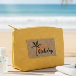 Wholesale canvas Pouch Summer Holiday Burlap Patch Detail Fill Zip Closure Lined