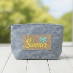 Wholesale canvas Pouch Summer Burlap Patch Detail Fill Zip Closure Lined Body Op