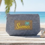 Wholesale canvas Pouch Summer Burlap Patch Detail Fill Zip Closure Lined Body Op