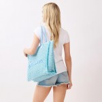 Wholesale woven Straw Gold Lurex Summer Bag Fringe Detail Full Zip Closure Inner