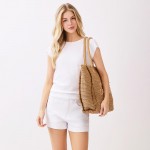 Wholesale woven Straw Gold Lurex Summer Bag Fringe Detail Full Zip Closure Inner