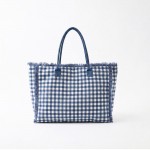 Wholesale gingham Terry Cloth Tote Bag Fringe Detail Full Zip Closure Internal P
