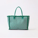 Wholesale gingham Terry Cloth Tote Bag Fringe Detail Full Zip Closure Internal P