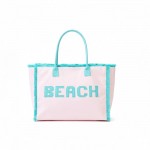 Wholesale bEACH Terry Cloth Tote Bag Fringe Detail Full Zip Closure Internal Po