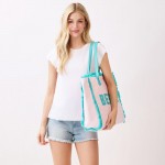 Wholesale bEACH Terry Cloth Tote Bag Fringe Detail Full Zip Closure Internal Po