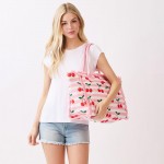 Wholesale cherries Stripe Fringe Tote Bag Full Zip Closure Inner Pocket L T D Po
