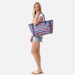 Wholesale anchor Stripe Fringe Tote Bag Full Zip Closure Inner Pocket L T D Poly