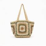 Wholesale granny Square Tote Bag Zip Closure Internal Pocket L L D Paper