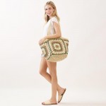 Wholesale granny Square Tote Bag Zip Closure Internal Pocket L L D Paper