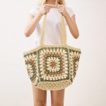 Wholesale granny Square Tote Bag Zip Closure Internal Pocket L L D Paper