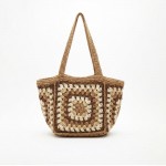 Wholesale granny Square Tote Bag Zip Closure Internal Pocket L L D Paper