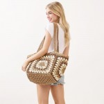 Wholesale granny Square Tote Bag Zip Closure Internal Pocket L L D Paper