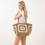 Wholesale granny Square Tote Bag Zip Closure Internal Pocket L L D Paper
