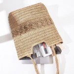 Wholesale straw Tote Bag Eyelet Detail Full Zip Closure Lined Body Open Pocket L