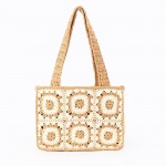 Wholesale granny Square Crochet Tote Bag Full Zip Closure Lined Body Open Pocket