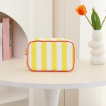 Nylon Stripe Pouch With Tassel 

- Fill Zip Closure 
- Lined Body with Open Pocket 
- Approximately 9" L X 7" T X 3" D