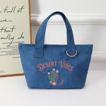 Wholesale boho chic canvas mini tote hand embroidered Desert Vibes script cactu