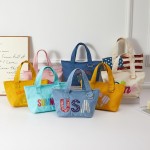 Wholesale boho chic canvas mini tote hand embroidered Desert Vibes script cactu