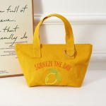 Wholesale fruit SQUEEZE DAY Embroidered Tote bag L T D Open External Pocket Hand