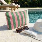 Wholesale stripe Terry Cloth Pouch Full Zip Closure Lined Body L T D