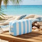 Wholesale stripe Terry Cloth Pouch Full Zip Closure Lined Body L T D