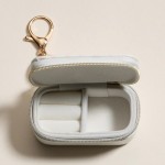 Wholesale vegan Leather Stripes Bows Print Jewelry Box Key Ring Full Zip Closure