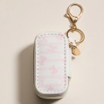Wholesale vegan Leather Stripes Bows Print Jewelry Box Key Ring Full Zip Closure
